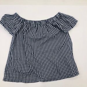 Off the shoulder checker top